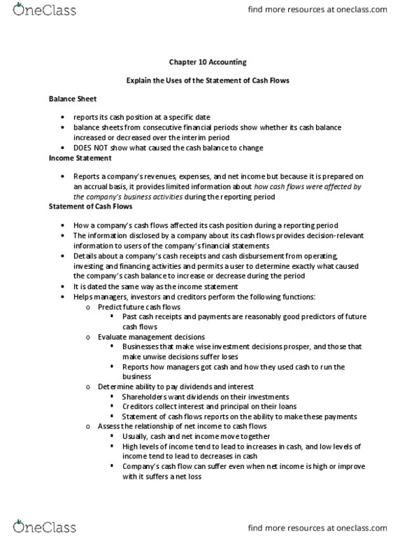 COMMERCE 1AA3 Chapter Notes - Chapter 10: Cash Flow, Net Income, Accrual thumbnail