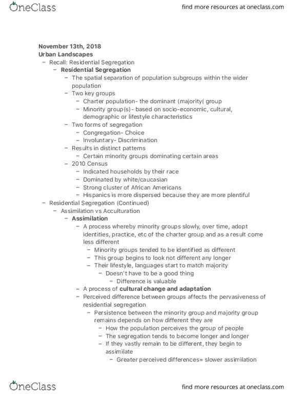 GEOG 1HA3 Lecture Notes - Lecture 10: Cultural Assimilation, Minority Group, Acculturation thumbnail