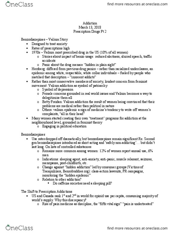HLTHAGE 2L03 Lecture Notes - Lecture 17: Betty Friedan, Diazepam, Pain Management thumbnail
