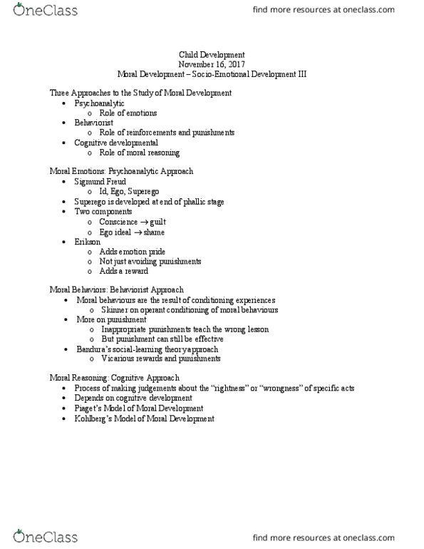 PSYCH 2AA3 Lecture 18: Lecture 18 - Moral Development (Nov 16) thumbnail