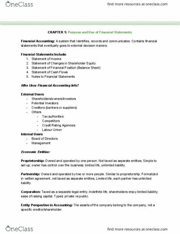 ADM 1340 Lecture Notes - Lecture 1: Legal Personality, Financial Statement, International Financial Reporting Standards thumbnail