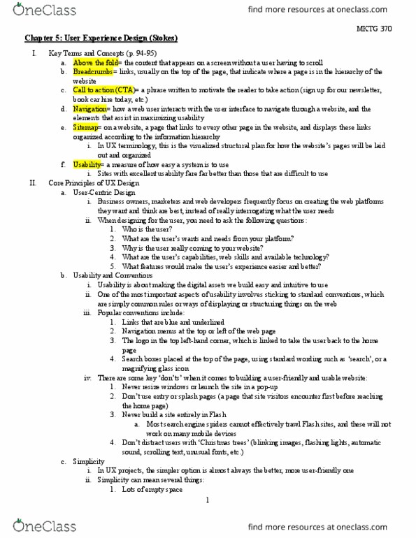 MKTG 370 Chapter 5: Chapter 5 Notes thumbnail