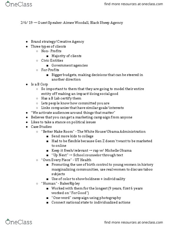 P R 353 Lecture Notes - Lecture 4: Michelle Obama, School Counselor, B Lab thumbnail