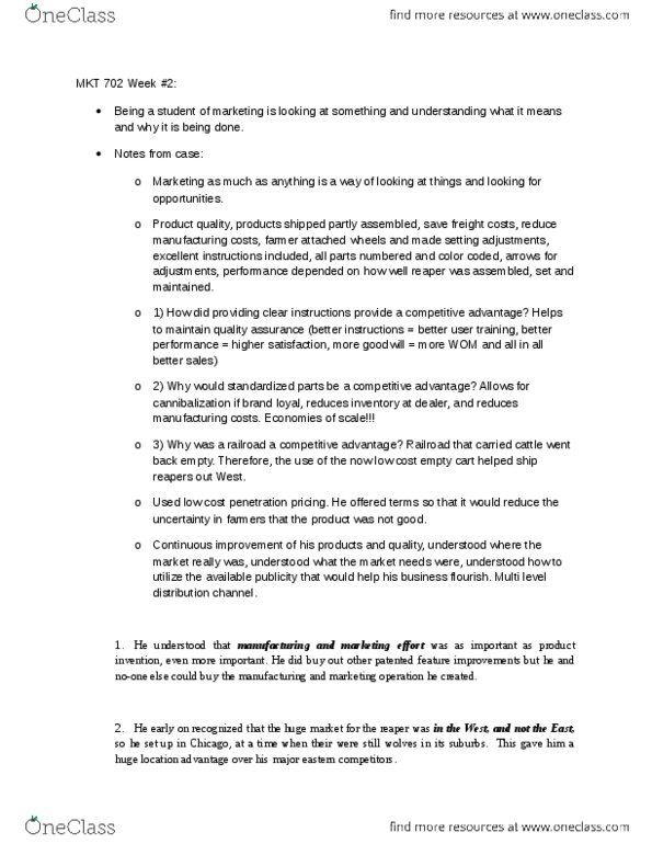 MKT 700 Lecture Notes - Lecture 2: Continual Improvement Process thumbnail