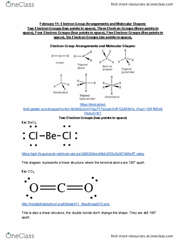 CHEM101 Lecture 16: February 11: Electron Group Arrangements and Molecular Shapes: two electron groups, thumbnail