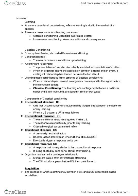 PSYCH 1F03 Lecture 3: Module3 Classical Conditioning thumbnail