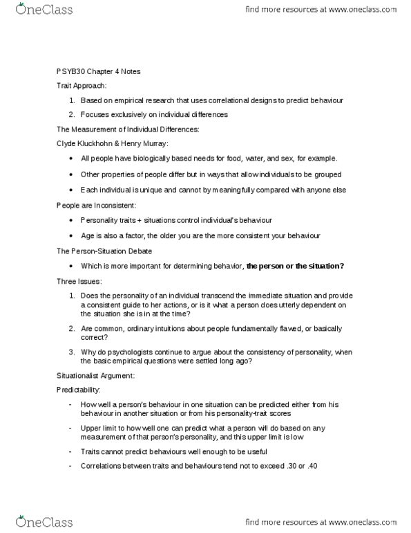 ENGA10H3 Chapter Notes - Chapter 4: Clyde Kluckhohn, Fundamental Attribution Error thumbnail