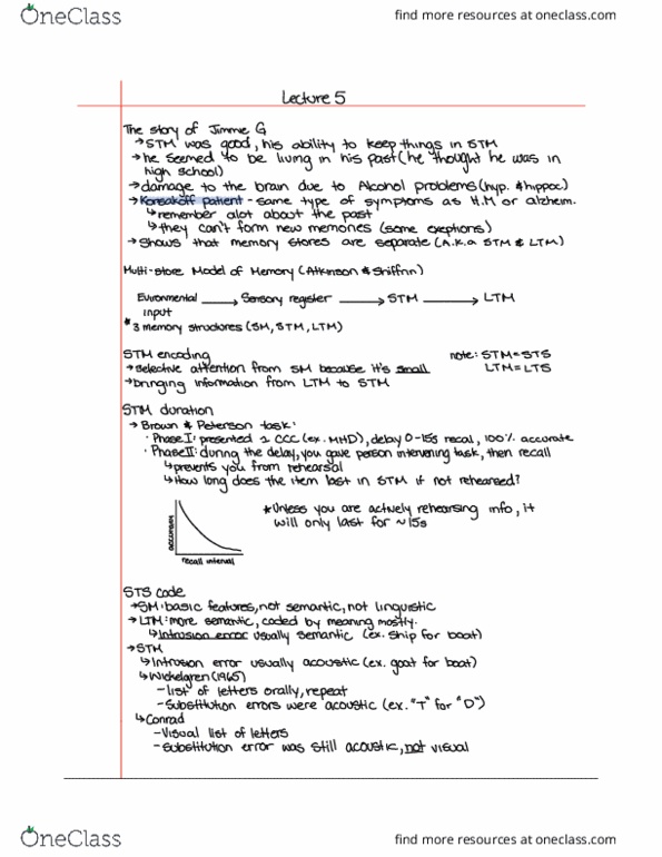 PSYC 2700 Lecture Notes - Lecture 5: Memory Span thumbnail