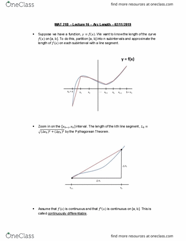 MAT 21B Lecture Notes - Lecture 16: Pythagorean Theorem, Royal Institute Of Technology, Riemann Sum thumbnail