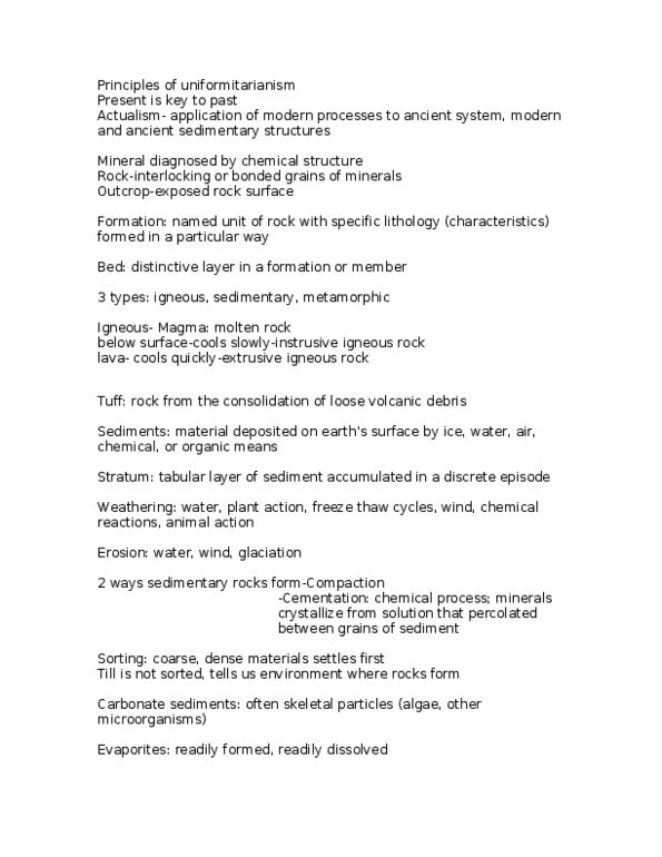 BIO211H5 Lecture Notes - Unconformity, James Hutton, Uniformitarianism thumbnail