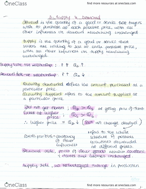 ECON 201 Chapter 3: Supply and Demand thumbnail