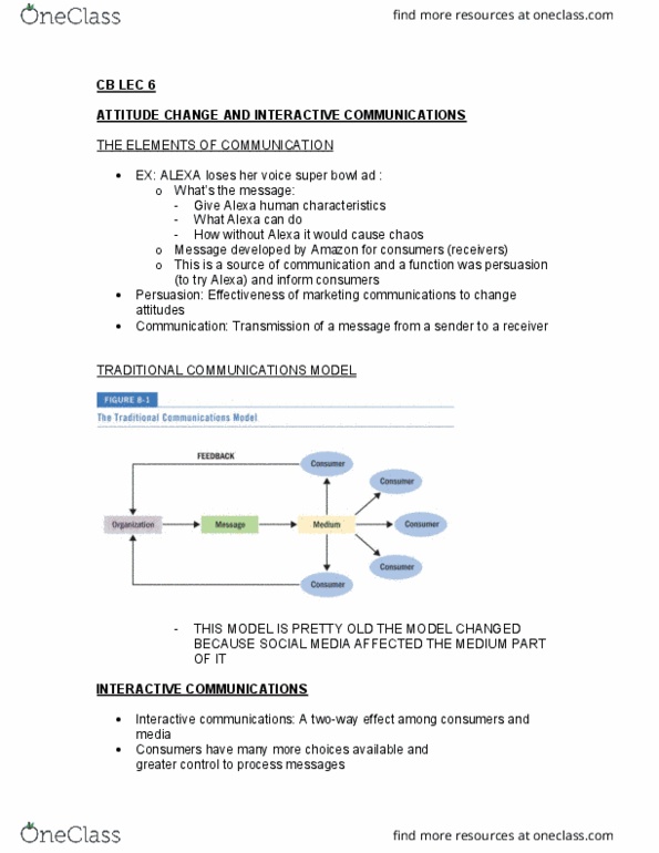 Management and Organizational Studies 3321F/G Lecture Notes - Lecture 6: Communication Source, Cognitive Load, Comparative Advertising thumbnail