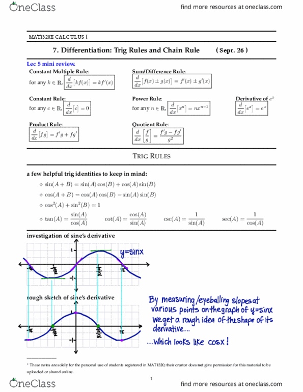 MAT 1320 Lecture Notes - Lecture 7: Power Rule, Product Rule, Emd E9 thumbnail