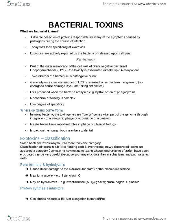 MICR 4010 Lecture Notes - Lecture 4: Bacteriophage, Hypotension, Cholera Toxin thumbnail