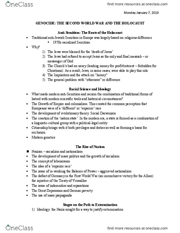HREQ 2010 Lecture Notes - Lecture 13: Lebensraum, Social Darwinism, The Roots thumbnail