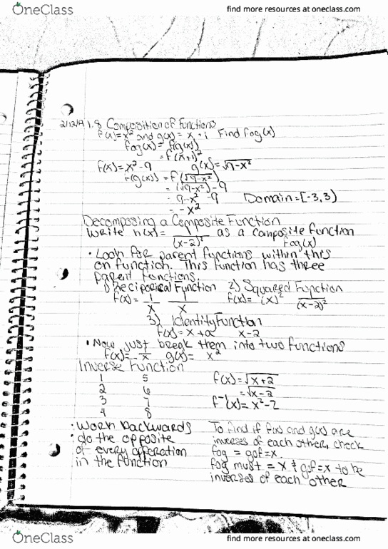 MATH 1060Q Lecture 7: Math 1060 Lecture 7 1.8 and 1.9 Composition of Functions and Inverse Functions cover image