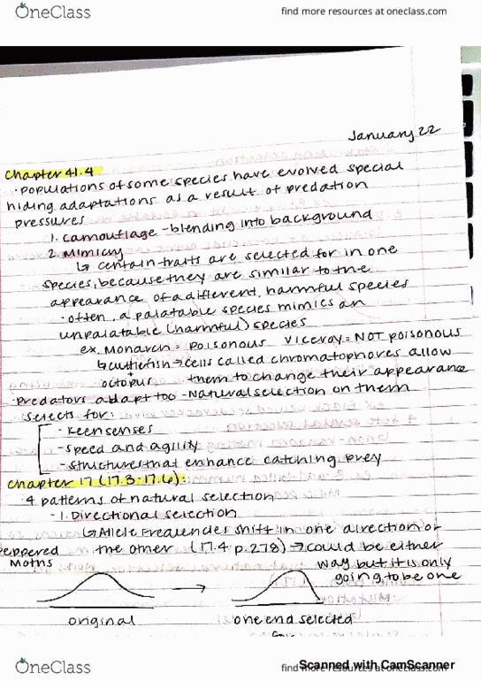 BIOL 102 Lecture 4: Observations on Natural Selection, Camouflage, Mimicry and Patterns of Natural Selection thumbnail