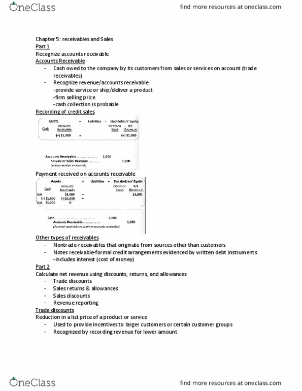 MGMT 20000 Lecture Notes - Lecture 9: Accounts Receivable, Income Statement thumbnail