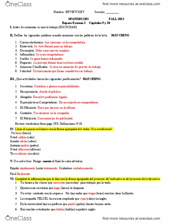 SPAN 2102 Lecture 1: TEST 2 STUDY GUIDE ANSWERS-2 thumbnail