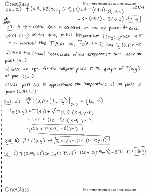 MATH 2321 Lecture 12: 2.3 Linear Approximation & Differentials thumbnail