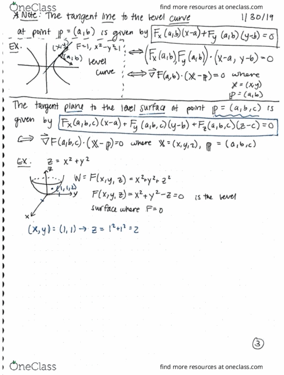MATH 2321 Lecture Notes - Lecture 18: Level Set, Tangent Space, Hyperbola thumbnail