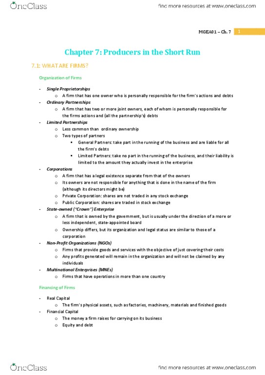 MGEA01H3 Chapter Notes - Chapter 7: Fixed Cost, Maximum Capacity, Average Variable Cost thumbnail