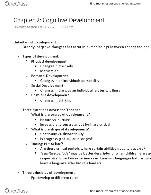 EDPS 200 Lecture Notes - Lecture 2: Cognitive Development, Cultural-Historical Psychology, Object Permanence thumbnail
