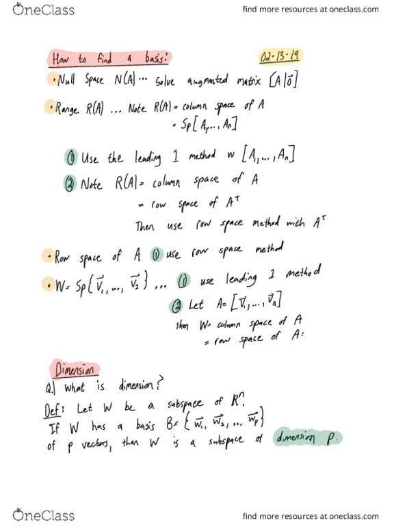 MATH 2568 Lecture Notes - Lecture 17: Row And Column Spaces cover image