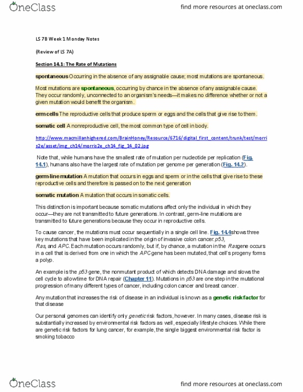 LIFESCI 7B Chapter N/A: LIFESCI 7B Chapter N/: LIFESCI 7B Chapter N/: LIFESCI 7B Chapter : LS 7B Week 1 Monday Notes thumbnail