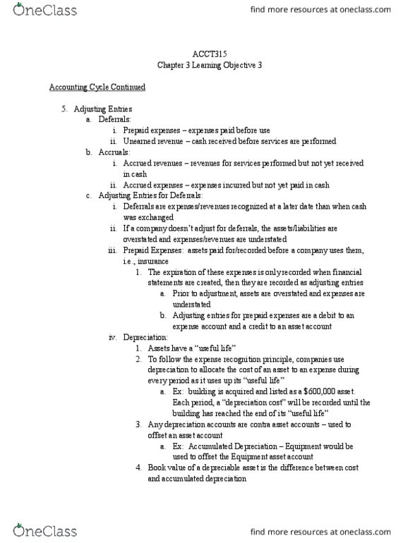 ACCT315 Chapter Notes - Chapter 3-3: Deferral, Accrual, Financial Statement thumbnail