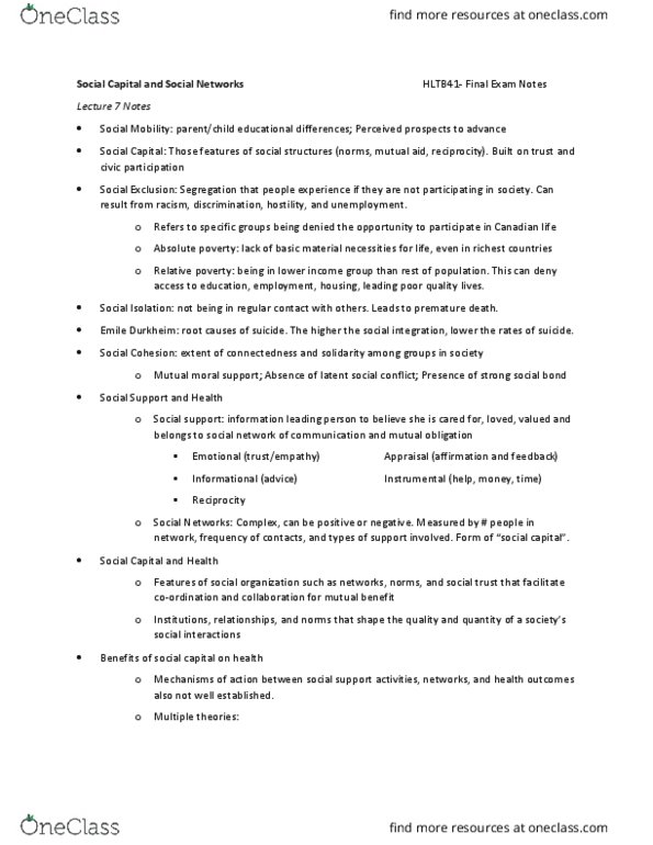 HLTB41H3 Lecture 7: Social Capital Notes thumbnail