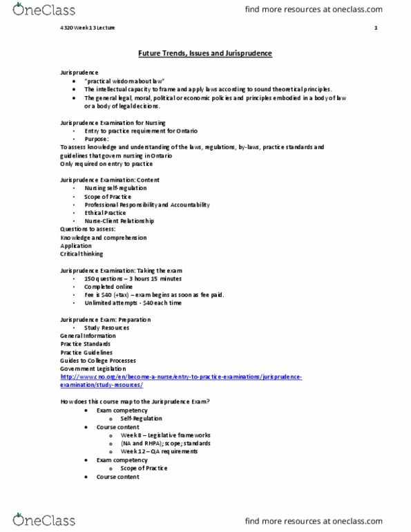 Nursing 4320A/B Lecture Notes - Lecture 13: Professional Responsibility, Critical Thinking, Paracetamol thumbnail