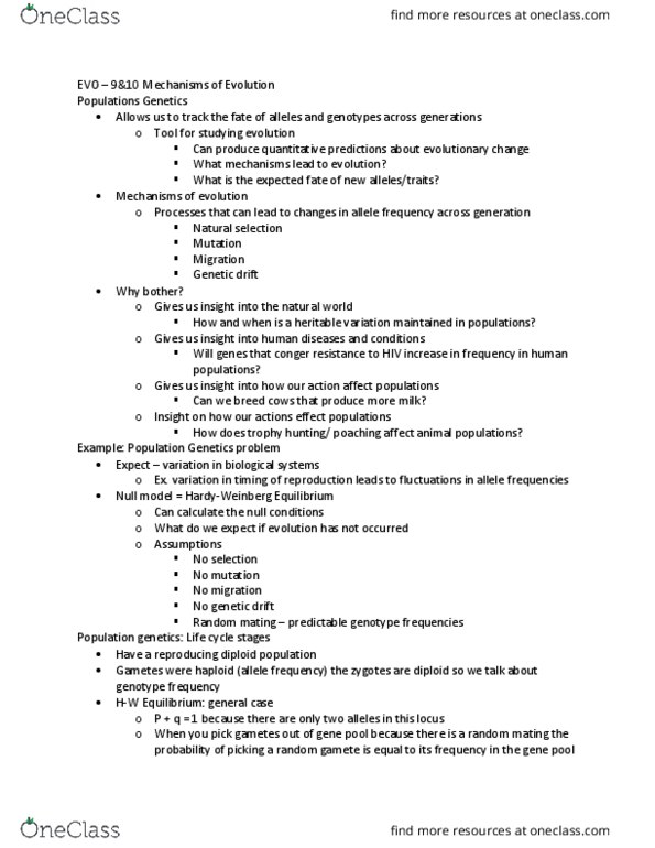 BIOB51H3 Lecture Notes - Lecture 9: Trophy Hunting, Allele Frequency, Genotype Frequency thumbnail