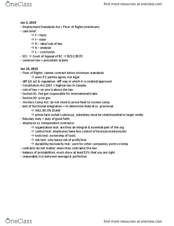 BUS 483 Lecture Notes - Lecture 1: Fiduciary, Independent Contractor thumbnail