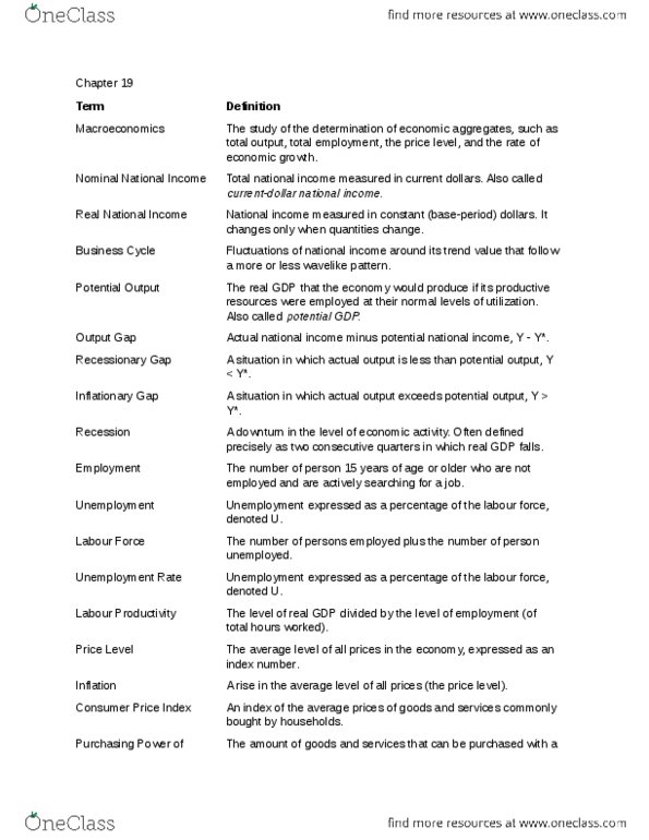 ECON 102 Chapter Notes -Nominal Interest Rate, Potential Output thumbnail