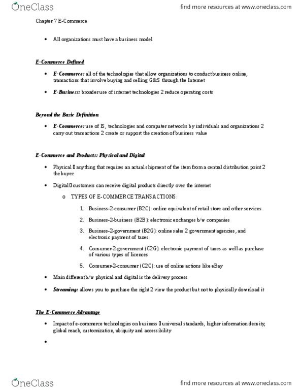 BUSI 2400 Chapter Notes - Chapter 7: Retail, Ebay, Mobile Commerce thumbnail