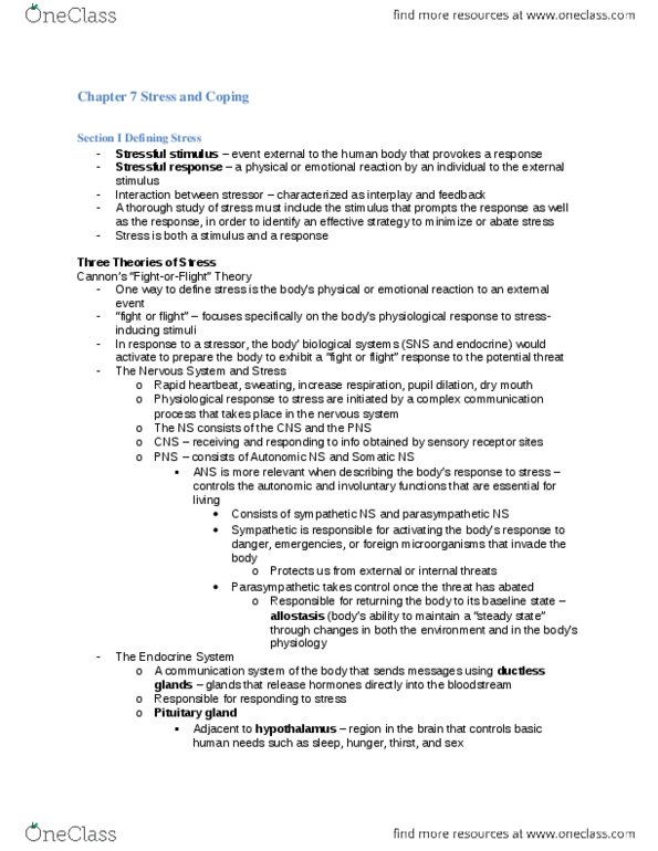 Psychology 2036A/B Chapter Notes - Chapter 7: Xerostomia, Endorphins, Asthma thumbnail