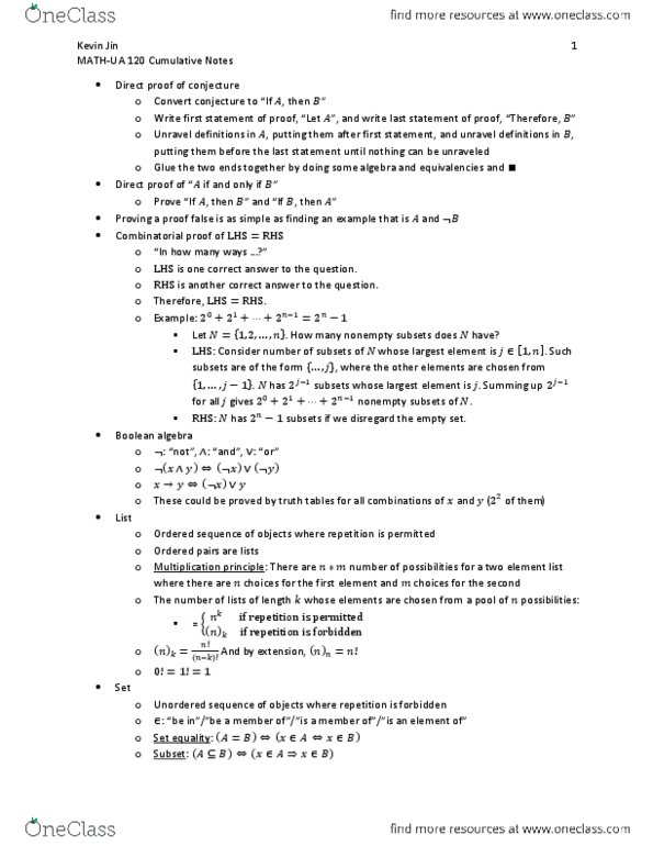 MATH-UA 120 Chapter Notes -Equivalence Class, Biconnected Component, Subsequence thumbnail