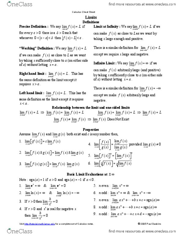 MAT 1320 Lecture Notes - Piecewise, Intermediate Value Theorem, Rational Function thumbnail