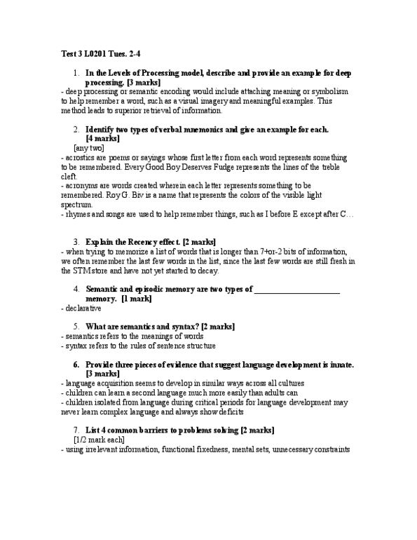 PSY100Y5 Midterm PSY100 Test 3 OneClass