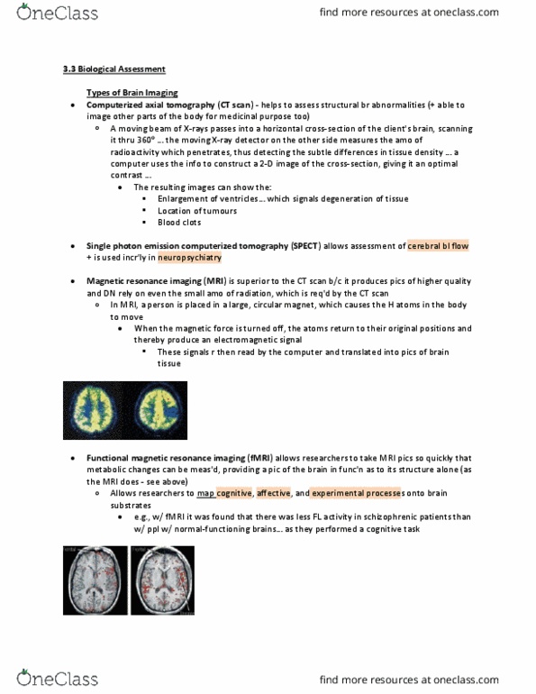 PSYB32H3 Chapter Notes - Chapter 3.3: Functional Magnetic Resonance Imaging, Magnetic Resonance Imaging, Ct Scan thumbnail