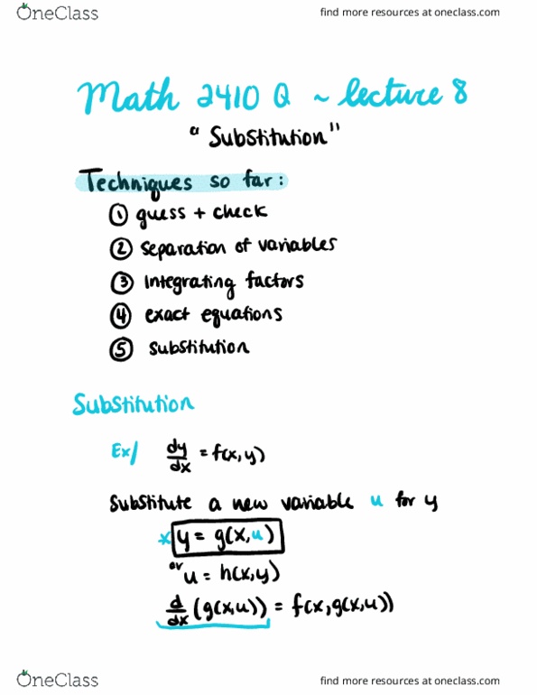 MATH 2410Q Lecture 8: Substitution cover image