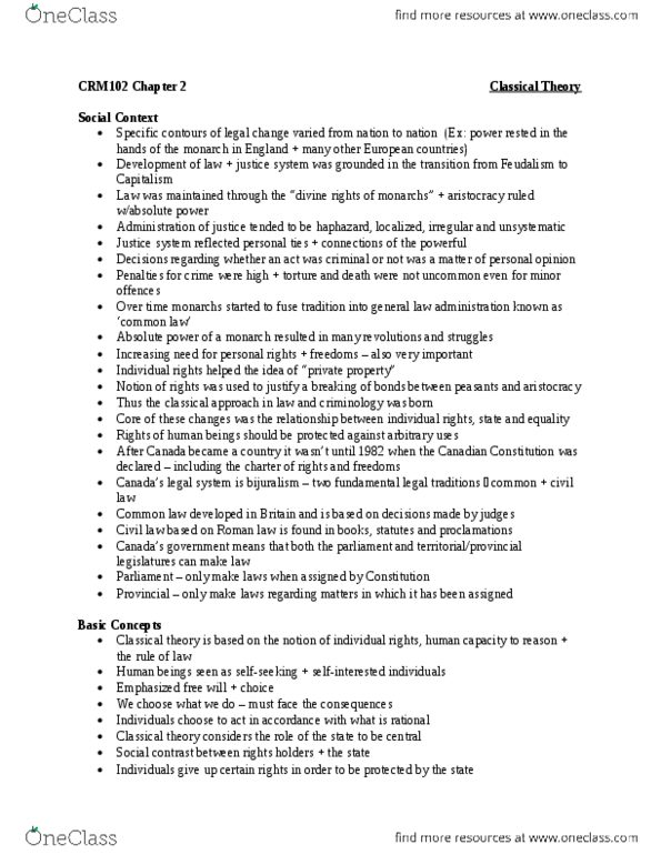 CRM 102 Chapter Notes - Chapter 2: Mens Rea, Judicial Discretion, Individual And Group Rights thumbnail