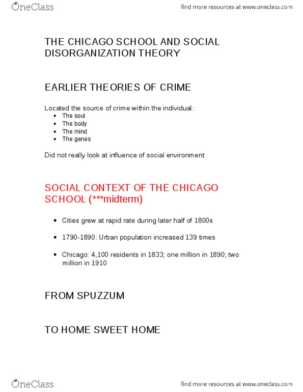 CRIM 104 Lecture Notes - Lecture 4: Nels Anderson, Psychopathology, Social Disorganization Theory thumbnail