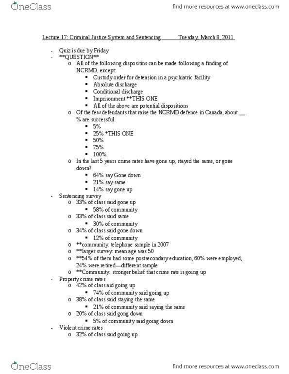 PSYC 2400 Lecture Notes - Lecture 17: Official Statistics, Property Crime, Correctional Service Of Canada thumbnail