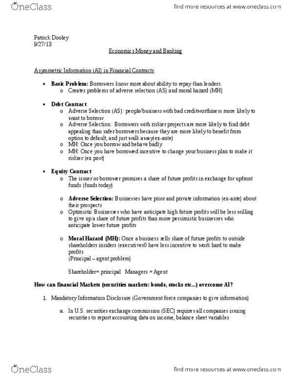 ECON 330 Lecture Notes - Commercial Paper, Venture Capital, Credit History thumbnail