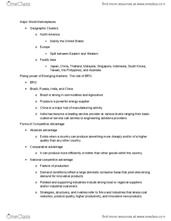 BUS 201 Chapter Notes - Chapter 5: Asia-Pacific, Comparative Advantage, Protectionism thumbnail