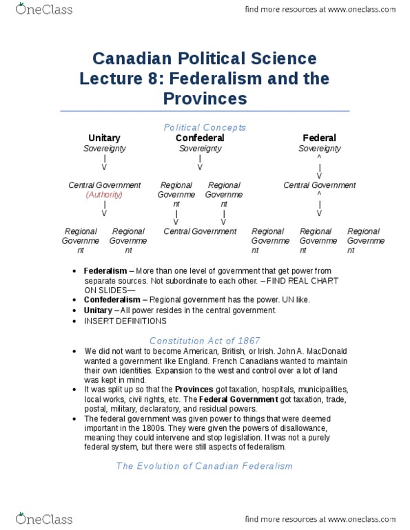 POLB50Y3 Lecture Notes - Lecture 8: New Economics Foundation, Canadian Federalism thumbnail