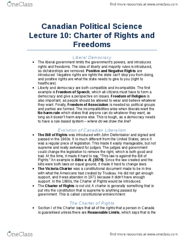 POLB50Y3 Lecture Notes - Lecture 10: Section 33 Of The Canadian Charter Of Rights And Freedoms, Ageism, Victoria Charter thumbnail