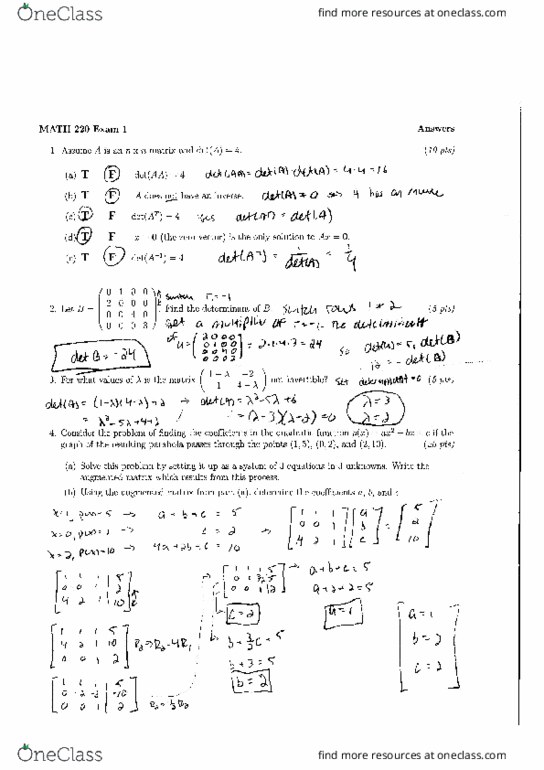 MATH 220 Midterm: MATH 220 Exam 1 - OneClass